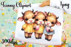 Spring animal clipart|Cute cow easter animals clipart Product Image 1