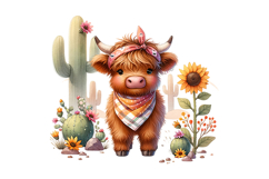 Cute Highland Cow Clipart - PNG File Product Image 2