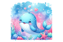 Cute Whale Clipart - PNG File Product Image 2