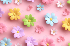 3D Pastel Flowers Background Cute Seamless Digital Pattern Product Image 1