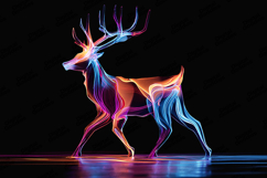 "Neon Light Stag Silhouette Glowing Abstract Clip Art PNG" Product Image 1