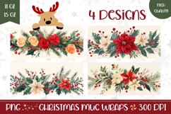 Christmas Flowers Mug Design, Poinsettia Mug Sublimation Product Image 1