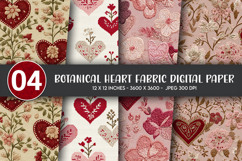 Botanical Heart Fabric Digital Paper Product Image 1