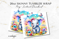 Elephant Tumbler Wrap PNG, 20oz Skinny Sublimation Design Product Image 2