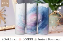 Watercolor Space Tumbler Design, Glitter Tumbler Product Image 1