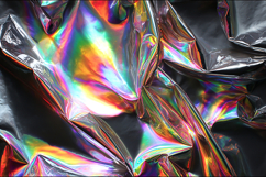 A close-up view of crumpled holographic foil with vibrant Product Image 1