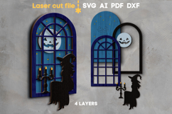 Halloween Window &amp; Witch SVG laser cut files for Glowforge Product Image 1