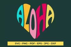 Aloha word art in the shape of a heart SVG Cut File Product Image 2