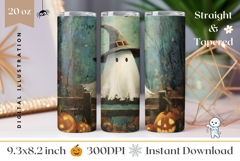 Art Halloween Tumbler, Cute Ghost Tumbler Sublimation Product Image 1