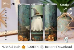 Art Halloween Tumbler, Cute Ghost Tumbler Sublimation Product Image 1