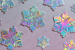 Holographic Snowflakes Background | Iridescent Winter Textur Product Image 1