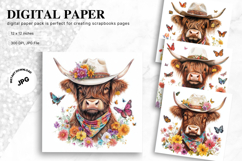 Highland Cow Background Cow Flower Vintage Wallpaper Product Image 1