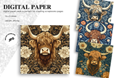 Highland Cow Background Cow Flower Vintage Wallpaper Product Image 1