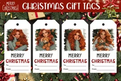 Cozy Winter Gift Tag, Christmas Girl Gift Tag Sublimation Product Image 1