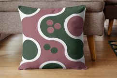 Abstract Green Mauve Modern Geometric Pillow Design Product Image 1