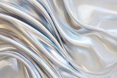 A smooth, flowing silver fabric with a shiny texture Product Image 1