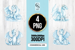 Cute Blue Dragon Clipart Sublimation PNG Product Image 1