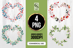 Floral Heart Wreath Clipart Sublimation PNG Product Image 1