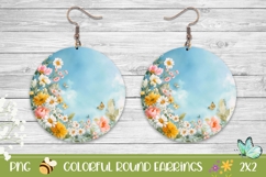 Floral Earrings PNG, Butterfly Round Earrings Print Product Image 1