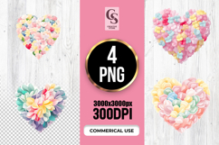 Pastel Flower Heart Clipart Sublimation PNG Product Image 1