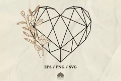 Floral polygonal heart SVG PNG EPS Product Image 1