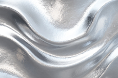 A close-up view of a shiny silver fabric with wavy folds Product Image 1