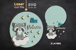 Raccoon Baby name sign SVG Laser cut file for Glowfor Product Image 1