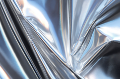 A shiny silver fabric with smooth folds and creases Product Image 1