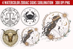 Watercolor Zodiac Signs Clipart Bundle PNG Product Image 2