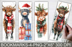 Christmas Highland Cow Bookmarks Product Image 1