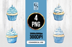 Blue Cupcake Clipart Sublimation PNG Product Image 1