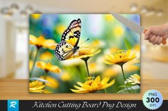 Yellow Butterfly With Flowers Cutting Board PNG Design Product Image 1