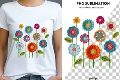 Crochet flowers png design for T-shirts Product Image 1