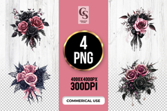 Gothic Rose Bouquet Clipart Sublimation PNG Product Image 1