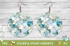 Blue Hydrangea Round Earrings, Nature Earrings Product Image 1