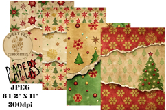 Christmas, Red, Green, Papers, Junk Journal Product Image 1