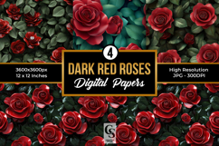 Dark Red Roses Digital Paper Product Image 1