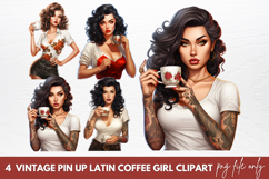 Vintage Pin Up Latin Coffee Girl Clipart Product Image 1