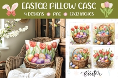Watercolor Tulips Pillow Template, Easter Basket Pillowcase Product Image 1