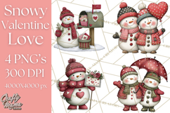Valentine Snowman Clipart PNG Product Image 1