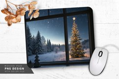 Winter Wonderland View with Christmas Tree Mouse Pad PNG Product Image 1