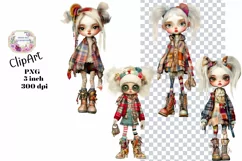 Steampunk, Girls, Ephemera, PNG, watercolor, Clipart Product Image 1
