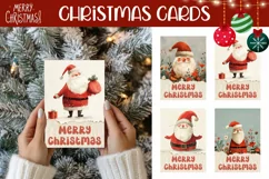 Merry Christmas Greeting Cards, Cartoon Santa Claus PNG Product Image 1