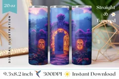 Neon Tropical Tumbler Wrap Design, Jungle Tumbler Design Product Image 1