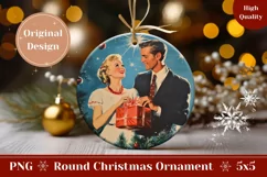 Watercolor Christmas Ornament, Retro Winter Round Ornament Product Image 1