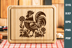 Rooster laser SVG PNG| Floral Chicken Cutting Board Product Image 2