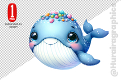 Cute Whale Clipart - PNG File Product Image 2