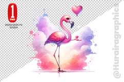 Cute Flamingo Clipart - PNG File Product Image 2