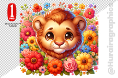 Cute Lion Clipart - PNG File Product Image 1