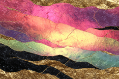 A vibrant abstract artwork featuring colorful layered paper Product Image 1